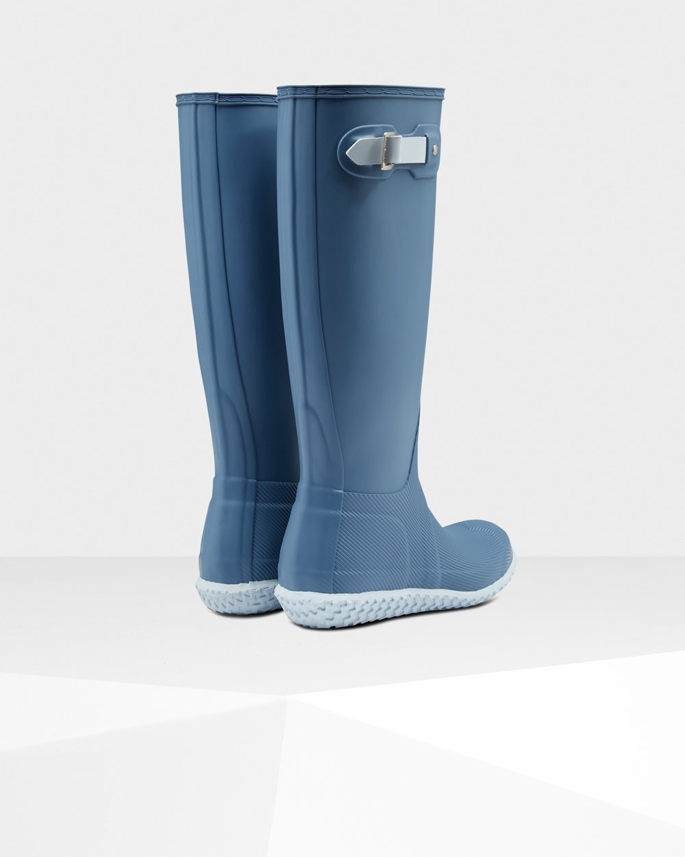 Women Hunter Original Flat Heel Calendar Sole | Tall Rain Boots Blue/Grey | NZ-57132-EPWN